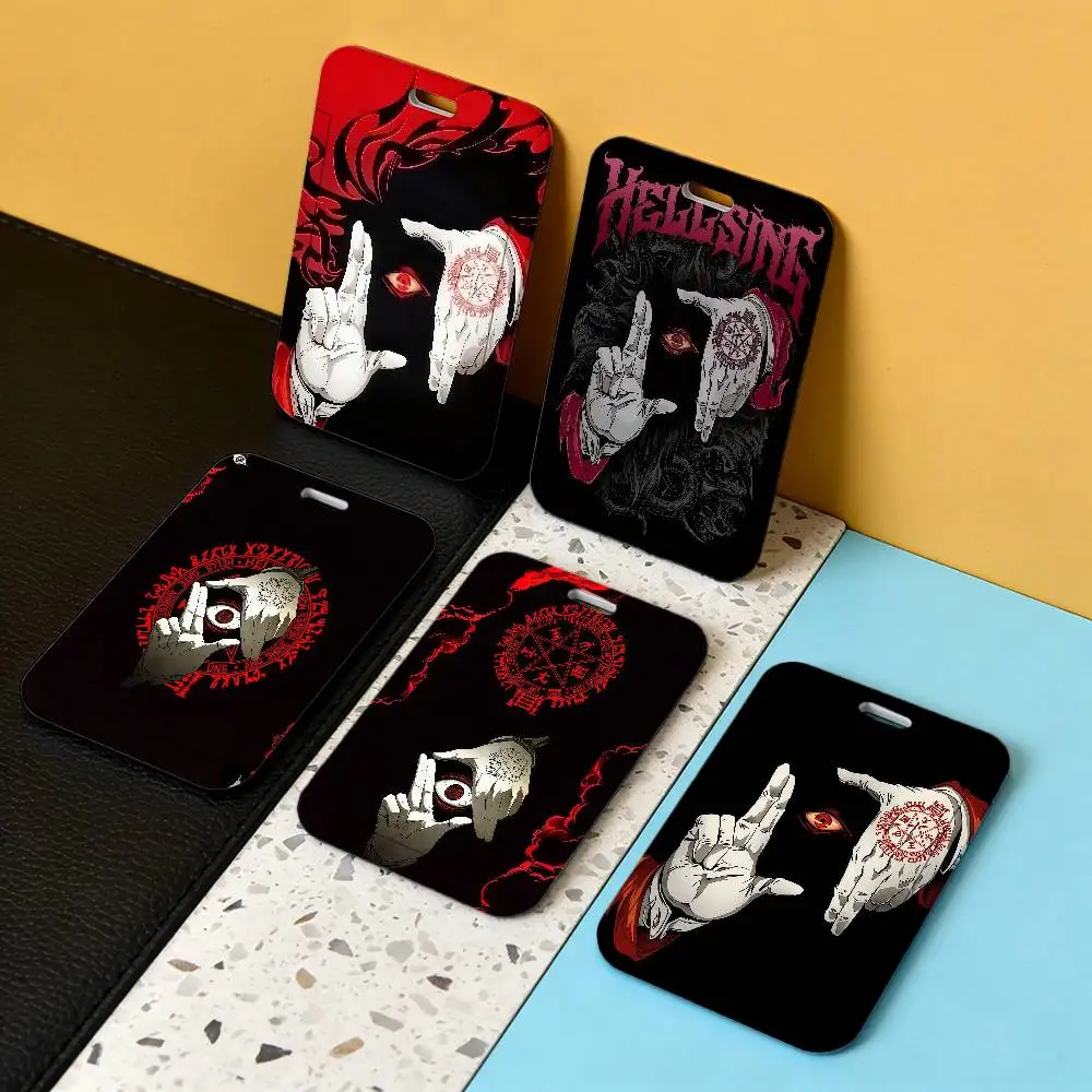 

Hellsing Anime gesture Plastic Slide Cover Lanyard Work ID Bag Bus Student Photo Idol Badge Card Holder Employee