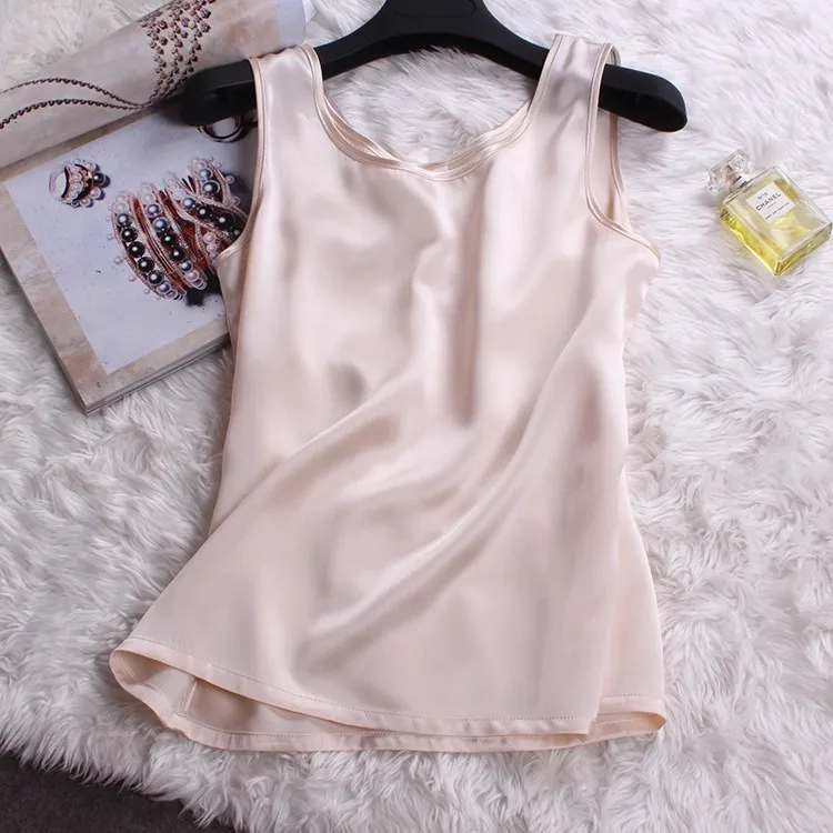 Birdsky-女性用ノースリーブベスト,19mm,100% 本物のマルベリーシルククレープ,サテン,無地,S-566