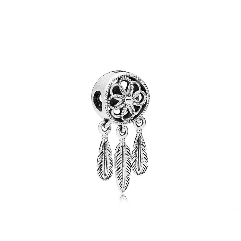 NEW Rose Gold Plated Spiritual Dreamcatcher 925 Sterling Silver Charm Beads Fit Original Pandora Bracelet DIY Women Jewelry Gift