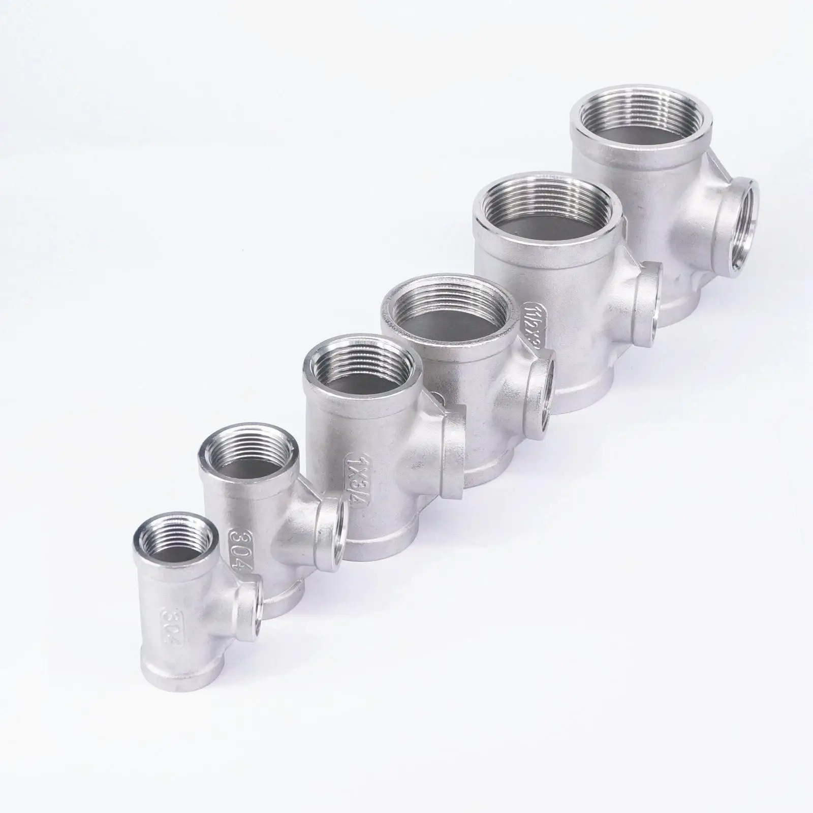 

1/8" 1/4" 3/8" 1/2" 3/4" 1" BSP Female 304 Stainless Steel Reducing Tee 3 Ways Round Connector Pipe Fitting Reducer