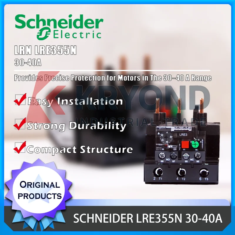 SCHNEIDER LRE355N Thermal Overload Relay 30-40A – Motor Protection Device for Contactors, Prevent Overheating & Overload Damage
