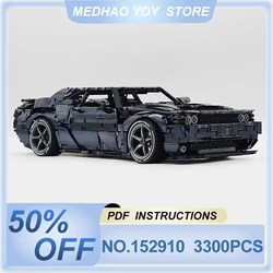 152910 High-Tech Black Super Sports Car Model Building Blocks Bricks Assembly Puzzle DIY Toys Christmas Birthday Gifts For Kids