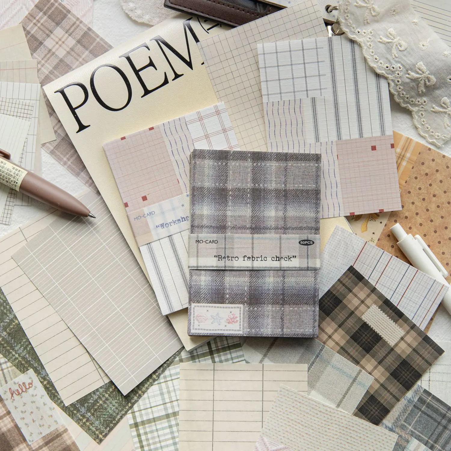50 pz/lotto Taccuini Memo Materiale Griglia di Carta Carte del Mercato Spazzatura Ufficiale Scrapbooking Retro Sfondo Decorazione di Carta