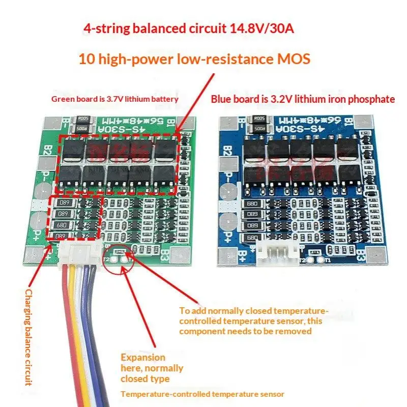 Efficient 4S 3.2/3.7V 30A BMS with Balance Function for Superior Lithium Battery Management
