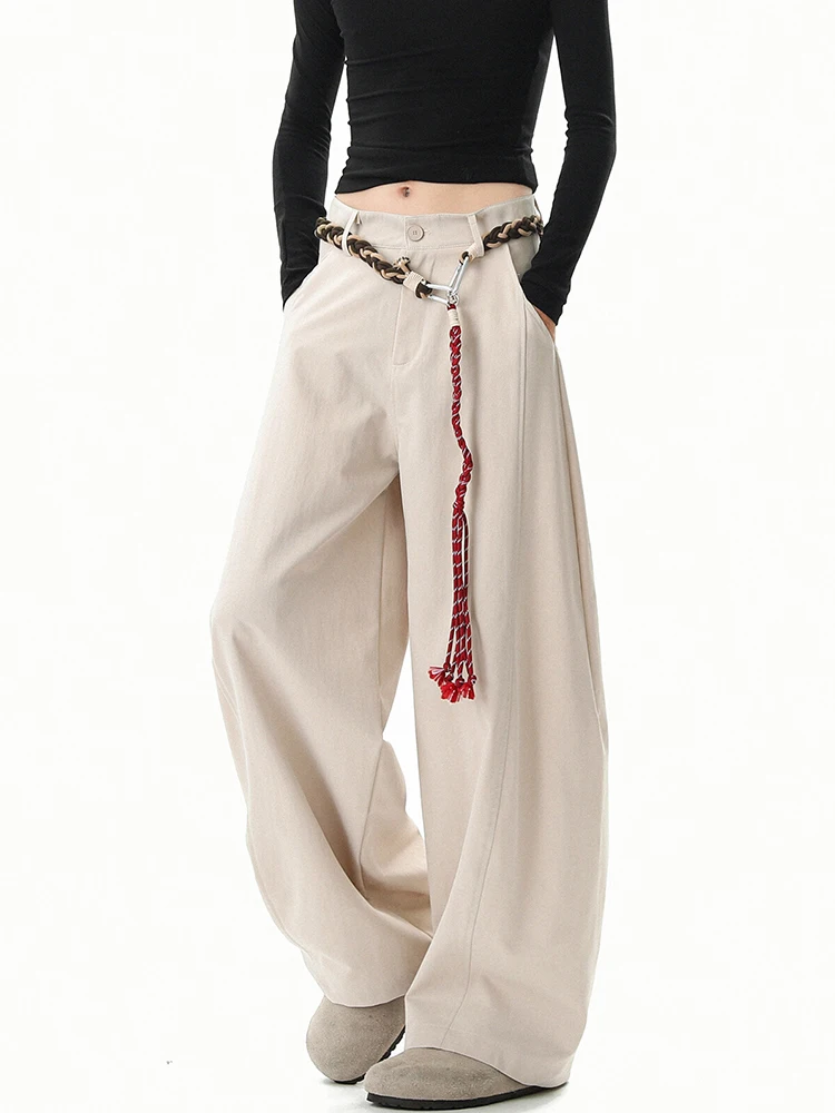 

Чистые прямые мешковатые брюки для мужчин и женщин, дизайн ножа, повседневная рабочая одежда, американские свободные длинные брюки