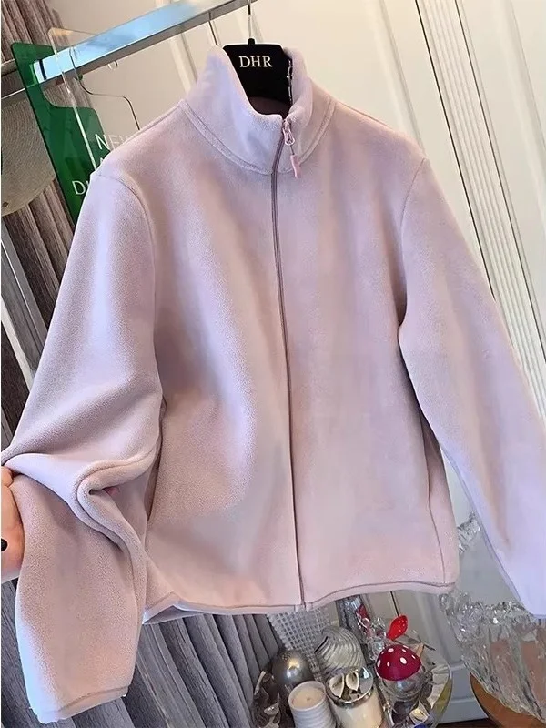 

Женская толстовка-кардиган большого размера на осень-зиму, утепленная, двусторонняя, свободного кроя, с воротником-стойкой