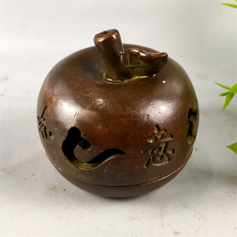 Antique Miscellaneous Antique Old Crafts Apple-Shaped Tea Ceremony Incense Burner Creative Retro Incense Burner Ornaments