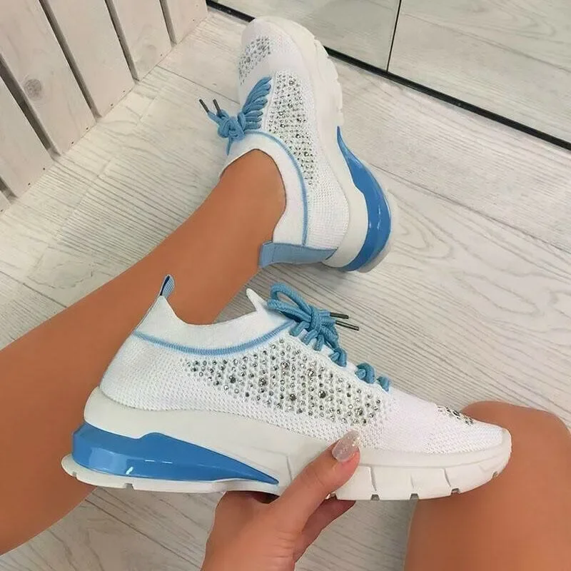 Breathable Casual Mesh Ladies Flat Shoes 2021Fashion Female Footwear Vulcanized Shoes For Women Light Sneakers Lace Up Knitting