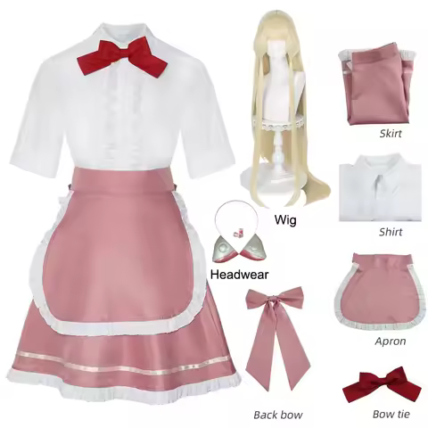 Chobits Chii Maid Dress Uniform Outfits Anime Cosplay Costume Wig Headwear