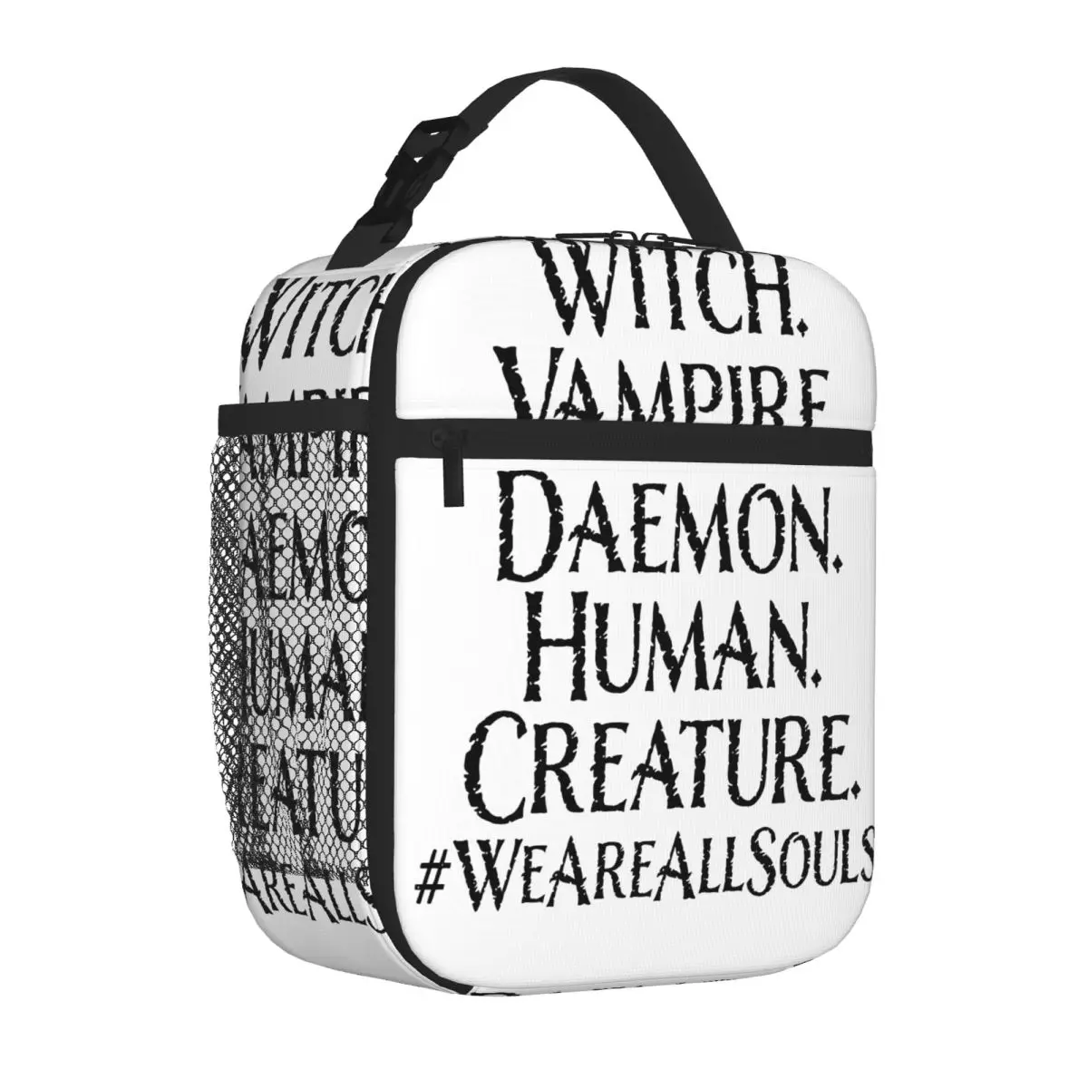 Bestselling Creatures - Black Letters Quilted Lunch Bag Office To-Go Student Lunch Bag