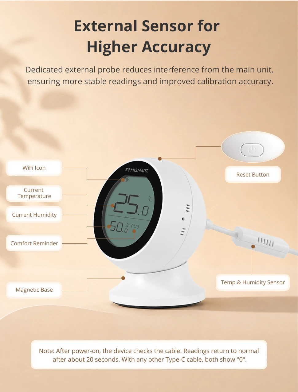 Zemismart Matter WiFi IR-Thermostat mit LCD-Bildschirm T&H-Sensor Intelligente Infrarot-Fernbedienung für Klimaanlagen Unterstützt Tuya Share to Homekit – Detail 10