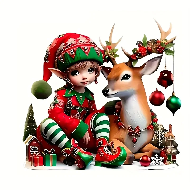 Elf & Reindeer Christmas Decal – Fits Cars, Laptops, Bottles, Trucks, Phones, Motorcycles, Windows, Walls & Mugs