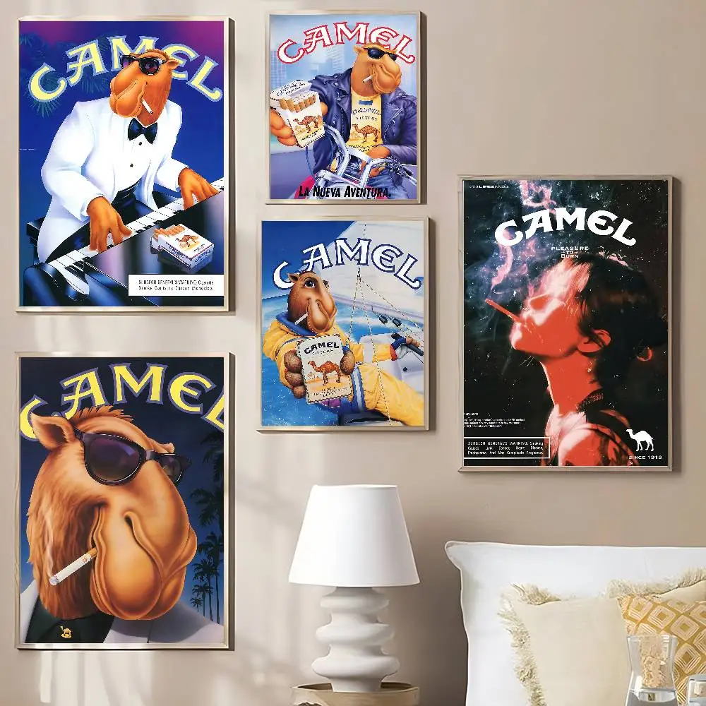 Retro Vintage C-Camel Brand Cigarettes Whitepaper Poster HD Quality Poster Wall Art Painting Study Room Wall Decor