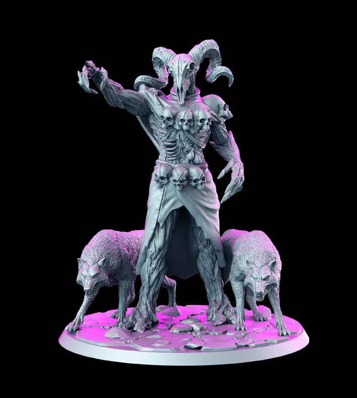 1/24 75mm 1/32 56mm Resin Model Goat Man and Wolf Figure Sculpture Unpaint No Color RW-748