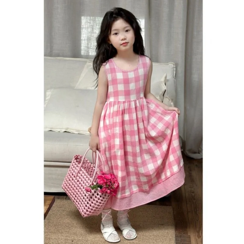 

Children's Clothing Girls' Dress2024Summer New Girls' Cool Vest Dress Girls' Casual Western Style Sleeveless Dress