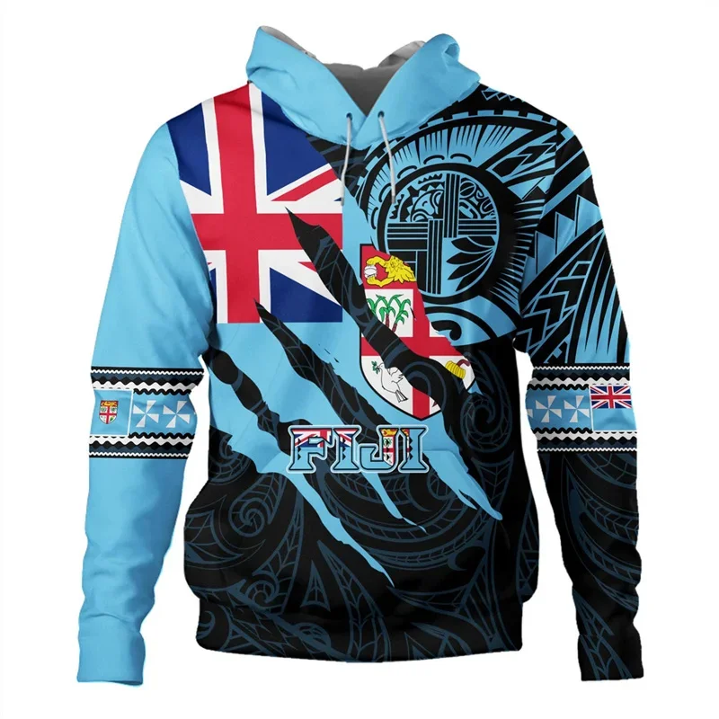 New 3D Fiji Independence 1970 Tapa Style Polynesian Printing Hoodies For Men Kid Fashion Streetwear Y2K Tops Hooded Sweatshirt