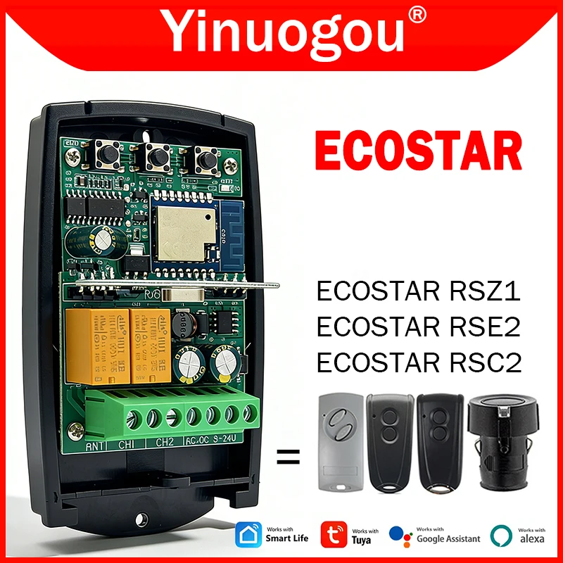 

For ECOSTAR RSC2 RSE2 RSZ1 433MHz Tuya Wifi Garage Door Remote Control Receiver Opener 433.92MHz Smart Switch Module Controller