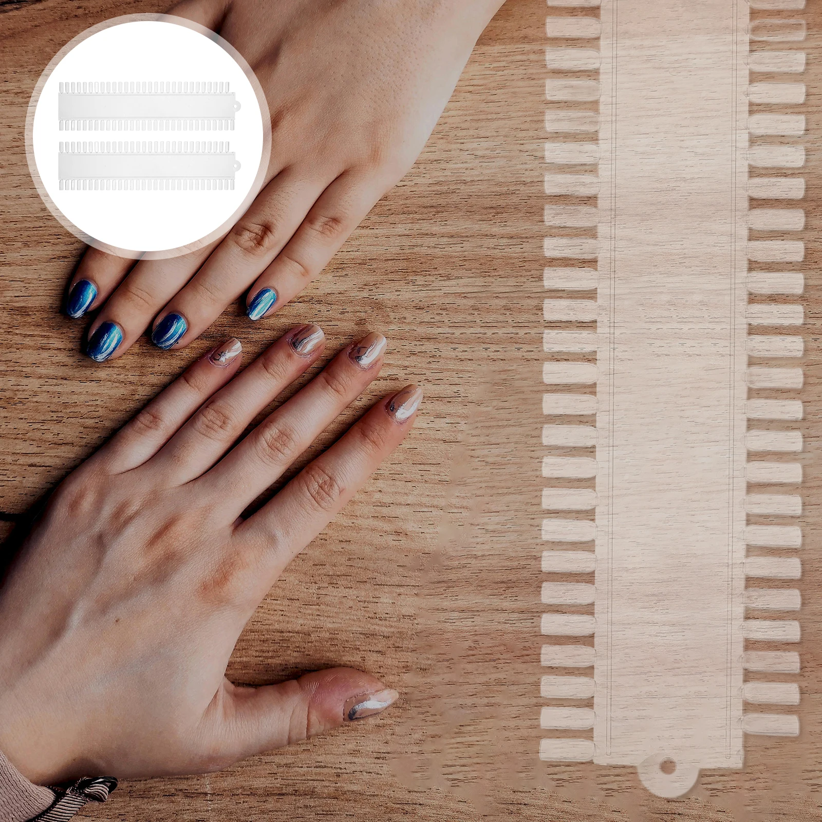 

2 Pcs Nail Nails Polish Manicure Fake Plate Art Pallet Tip Display Tray