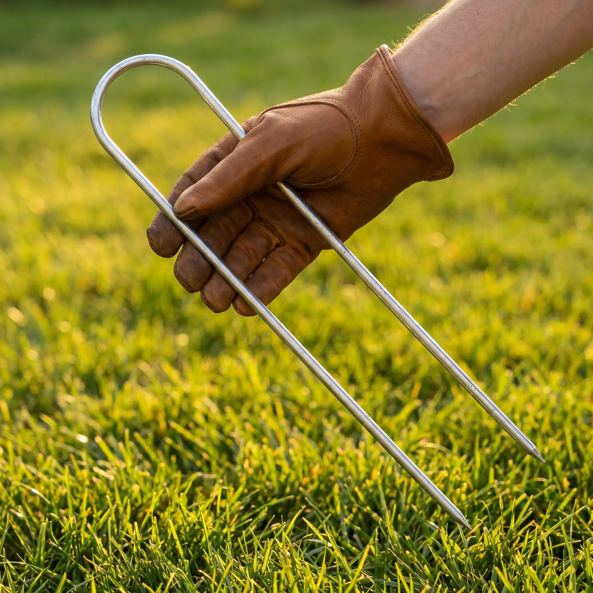 3Pcs U Shaped Ground Stakes Heavy Duty Solid Steel Downspout Holder Outdoor Camping Tent Pegs Gutter Extension Anchor Metal Lawn