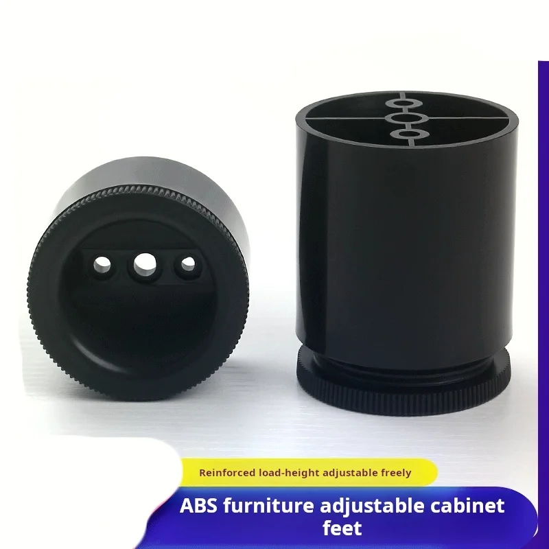 ABS Plastic Adjustable Round-leg Bookcase And Coffee Table In Black With Adjustable Round Cabinet Legs And Cylindrical Sofa Legs