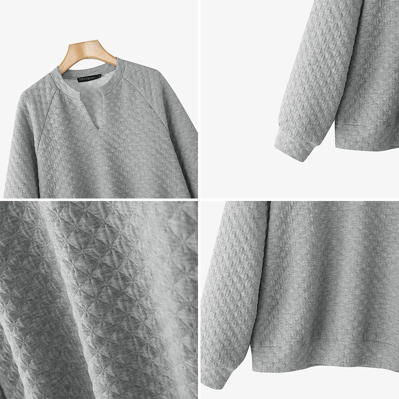 ZANZEA Vrouwen Herfst Sweatshirts Mode V-hals Lange Mouw Effen Jumpers 2026 Casual Losse Truien Vrouwelijke Streetwear Tops