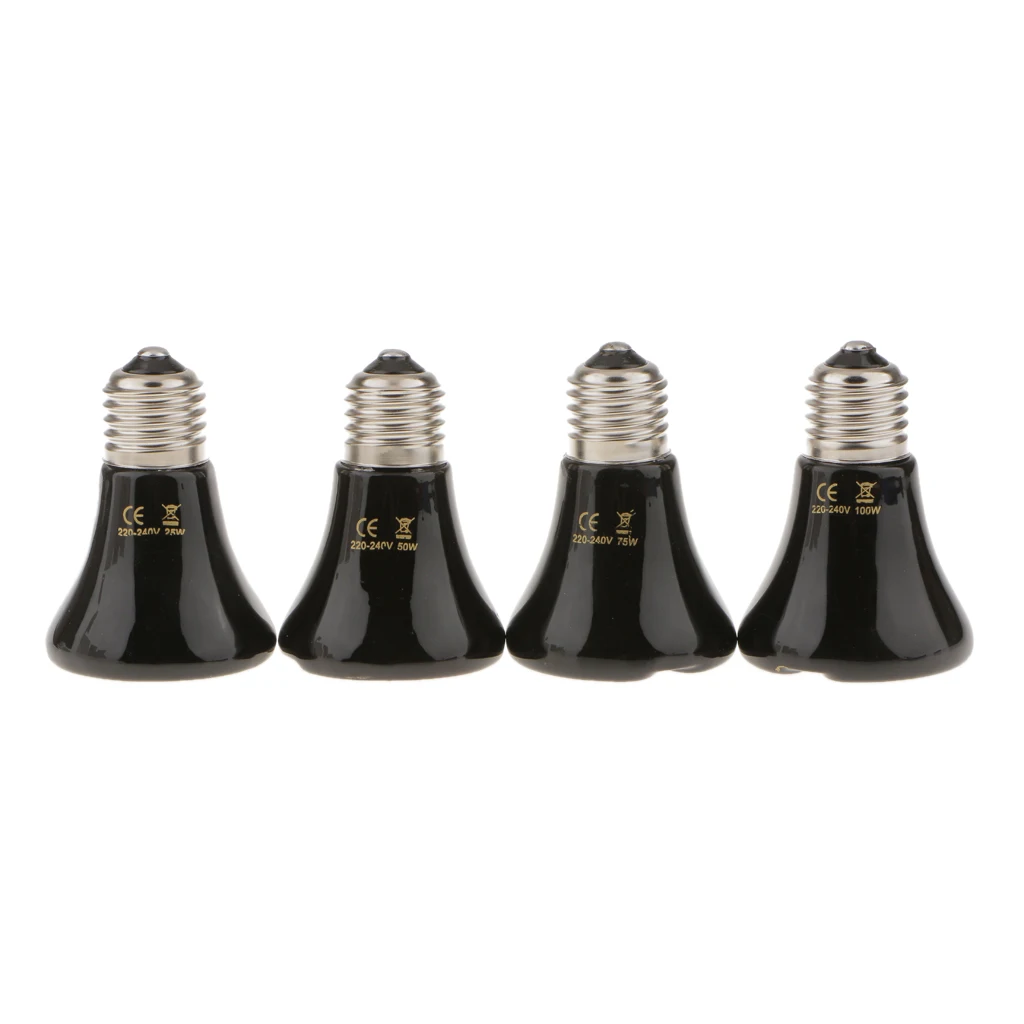Infrared Ceramic Heat Bulb E27 Reptile Heating Lamp Light for Amphibian Breeding Tanks and Poultry Brooders