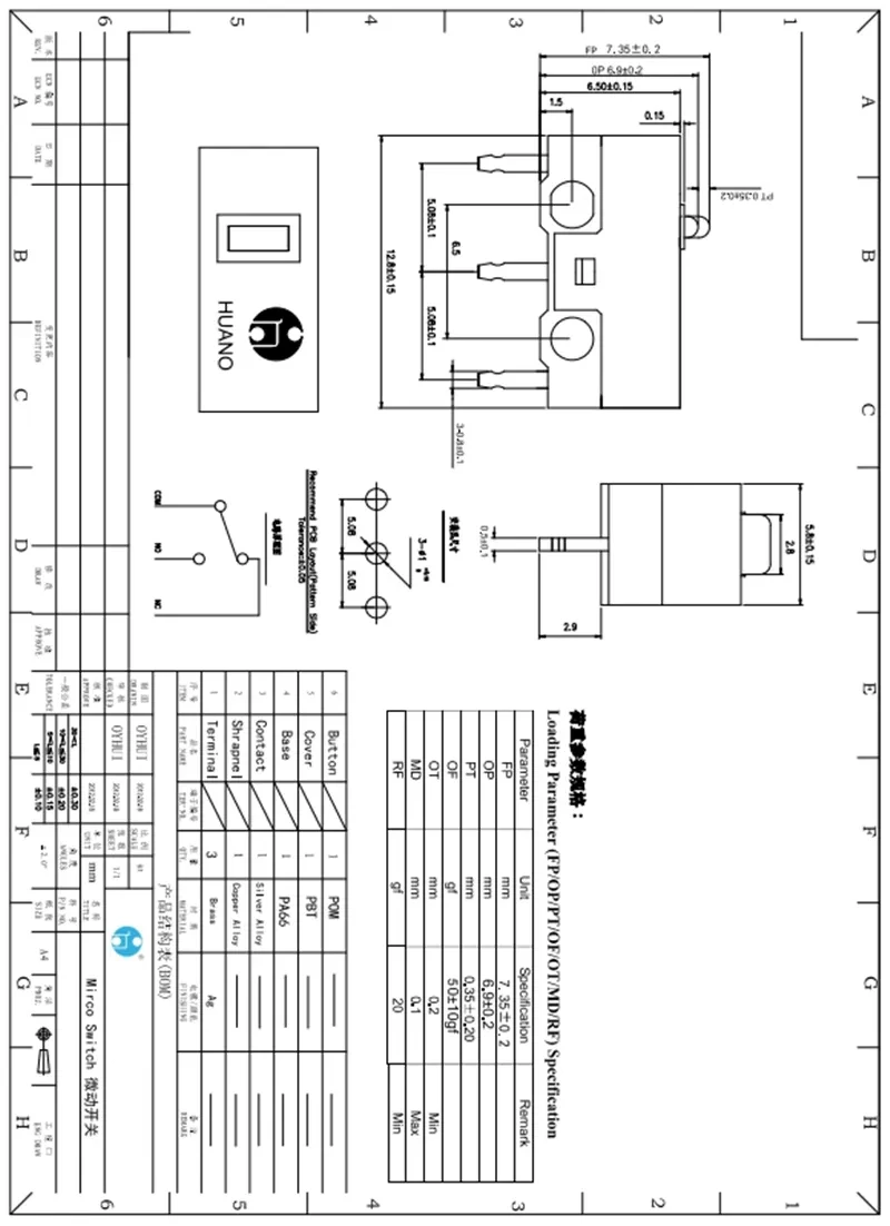 1Pcs/5Pcs/lot New Original HUANO Silent Micro Switch 20 Millions Click Lifetime Computer Mouse Mute Micro Switches 3Pins
