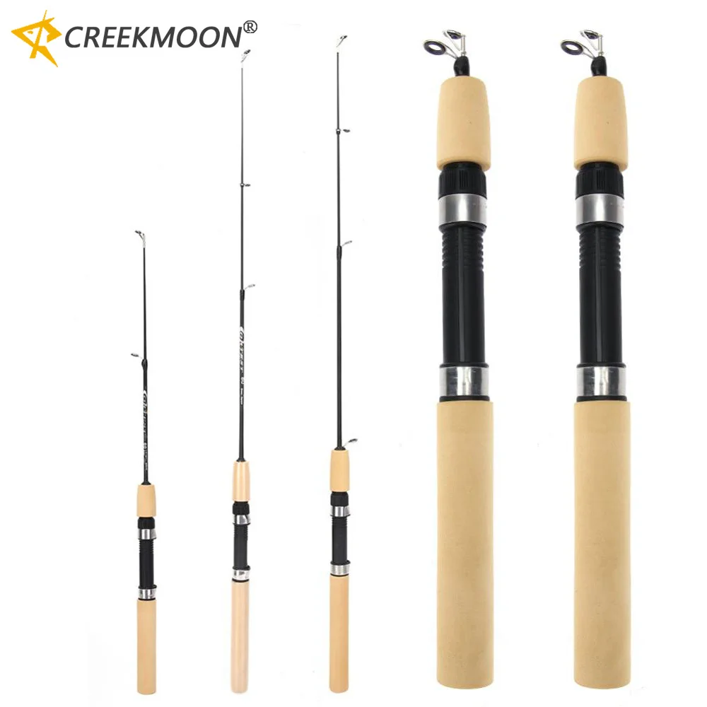 Mini Telescopic Ice Fishing Rod Portable Carbon Fiber River Shrimp Carp Fishing Pole for Winter Fish Rods Tackle 60/80/100cm