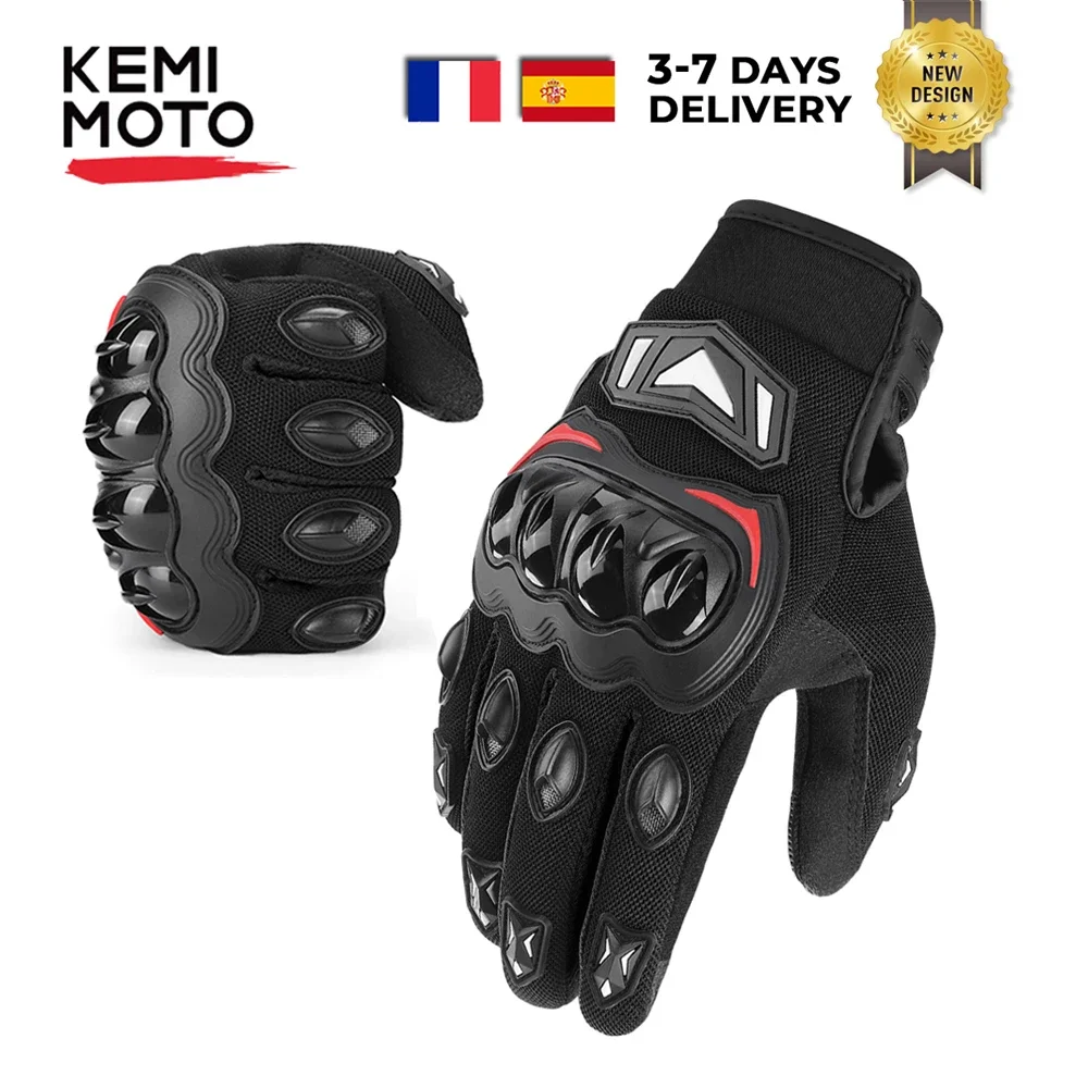 

KEMIMOTO Summer Motorcycle Gloves Touch Screen Sports Luvas Motorcycle Protective MTB Guantes Gloves For Men Women Black