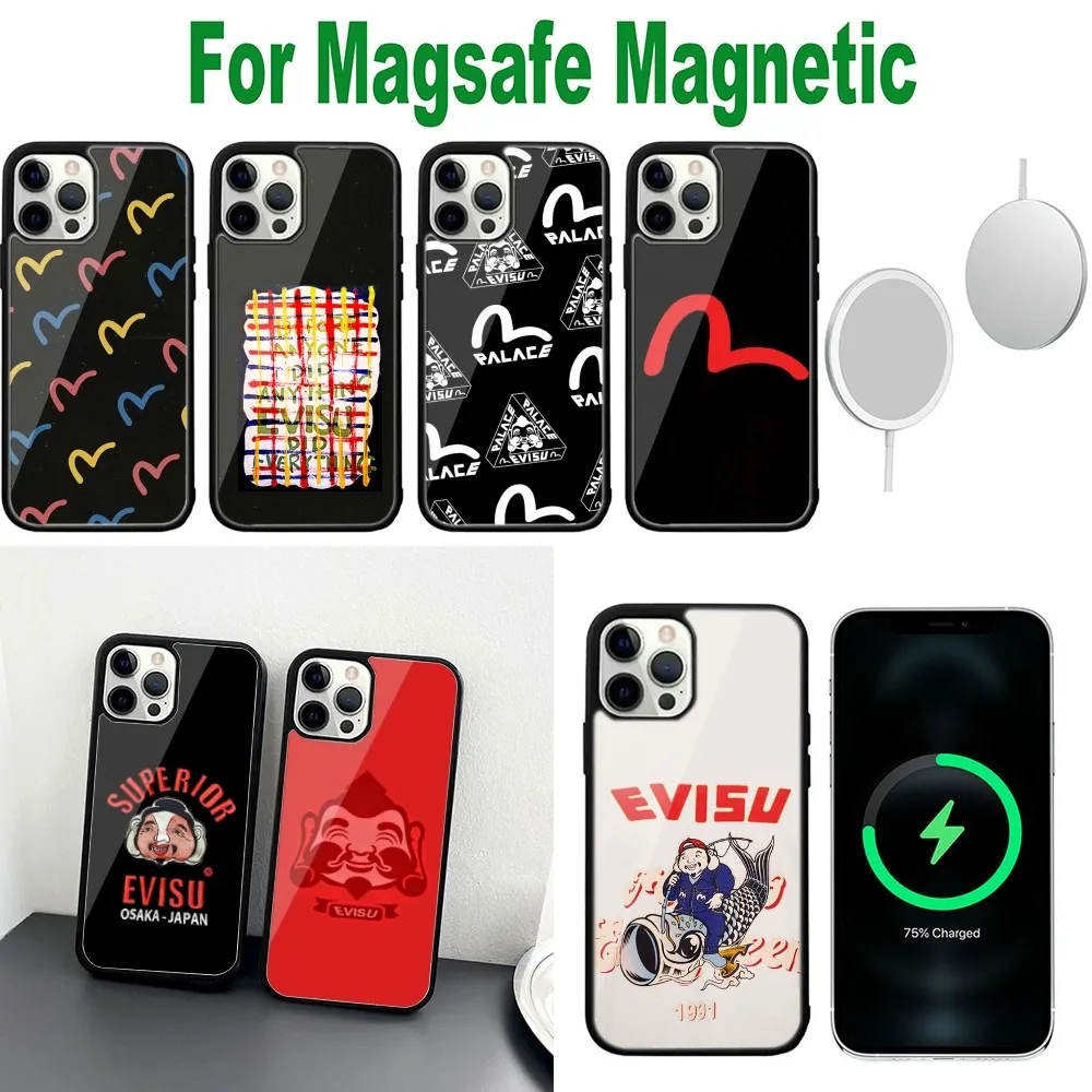 Модный чехол для телефона с логотипом E-Evisu для iPhone 16,15,14,13,12,11, Plus, Pro, Max, Mini Magsafe с магнитной беспроводной зарядкой