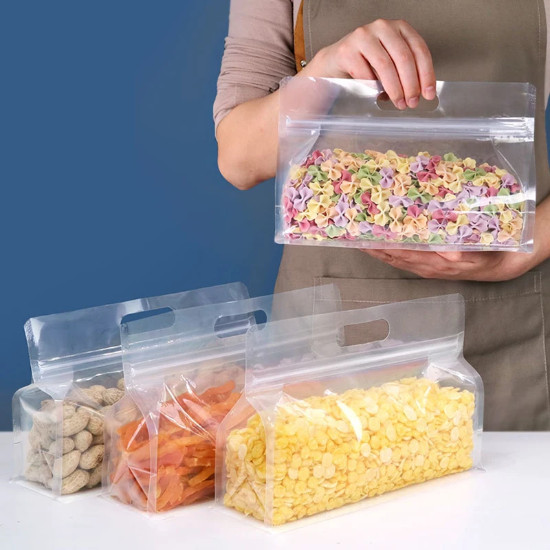 Reusable Food Storage Bag Stand Up Ziplock Bags Sealed Containers for Kitchen Fruits Snacks Storage Leakproof Zip Shut Fresh Bag