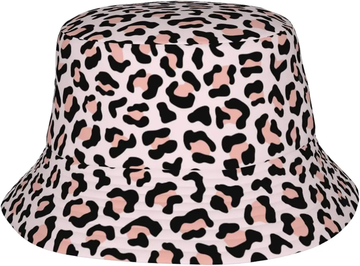 

PAUPPY Pastel Pink Cheetah Leopard Skin Animal Aesthetic Bucket Hats for Men Women Sun Hat Summer Travel Beach Bucket Hat