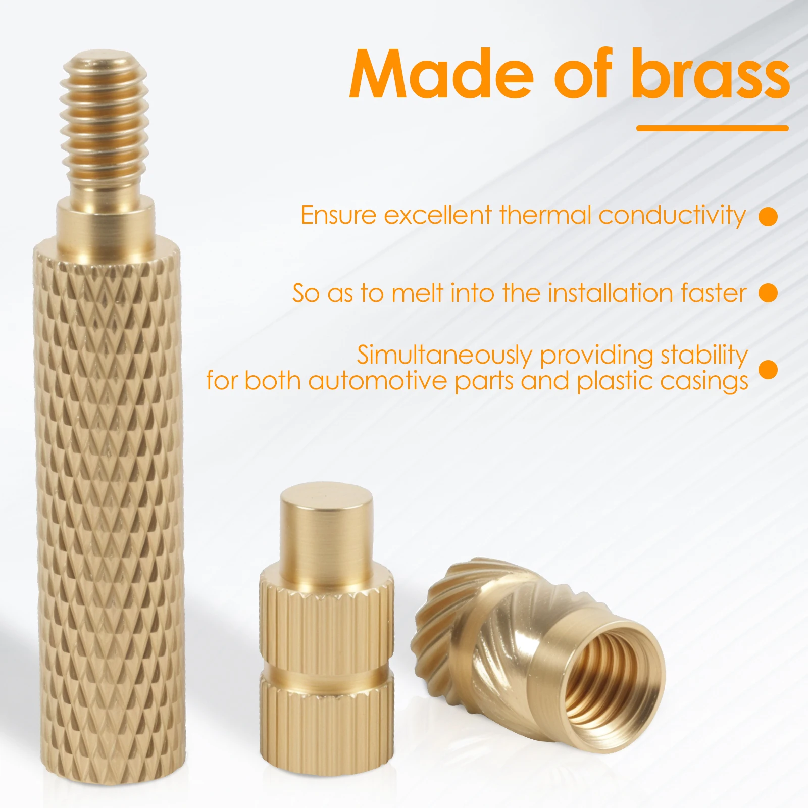 338Pcs Threaded Insert Nut Kit M2 M2.5 M3 M4 M5 M6 M8 Hot Melt Heat Knurled Embed Injection Brass Insertnut for 3D Print Plastic