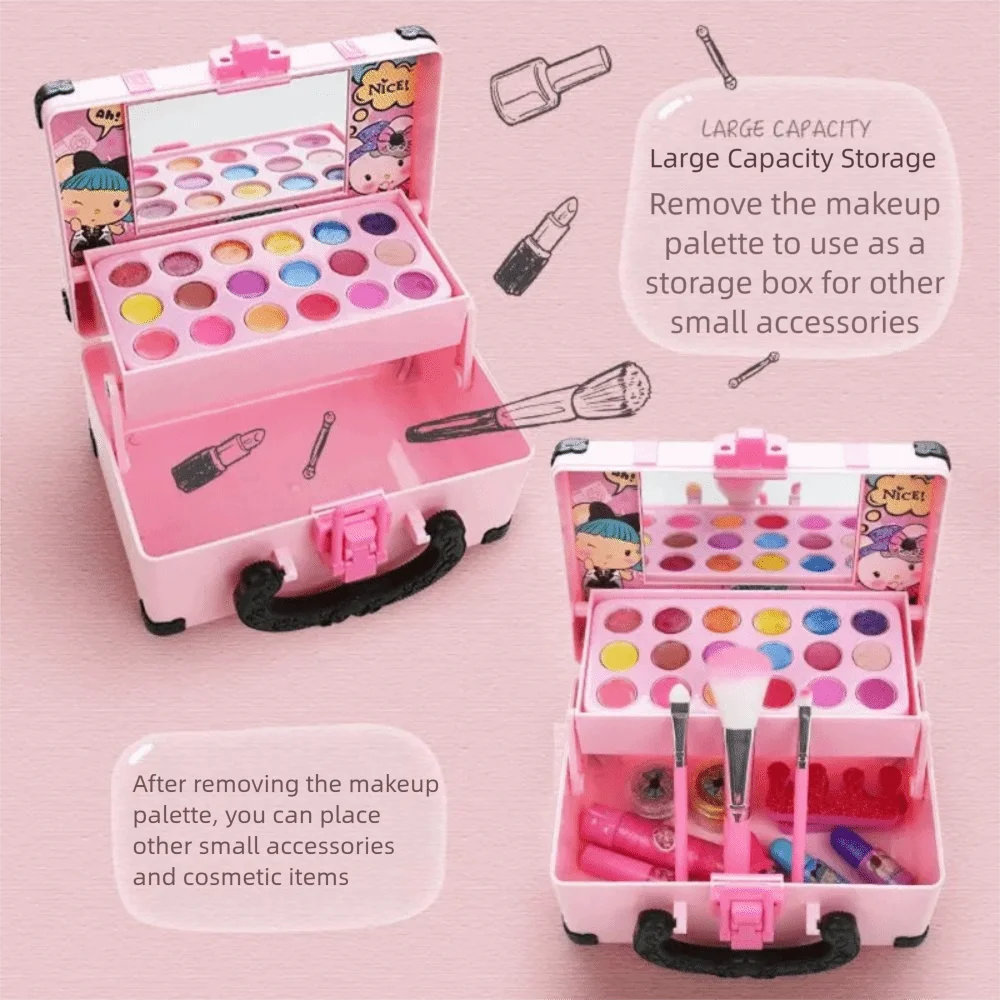 Batom brinquedos de maquiagem das crianças caixa de maquiagem portátil crianças conjunto de beleza cosmética bolsa sombra de olho princesa maquiagem