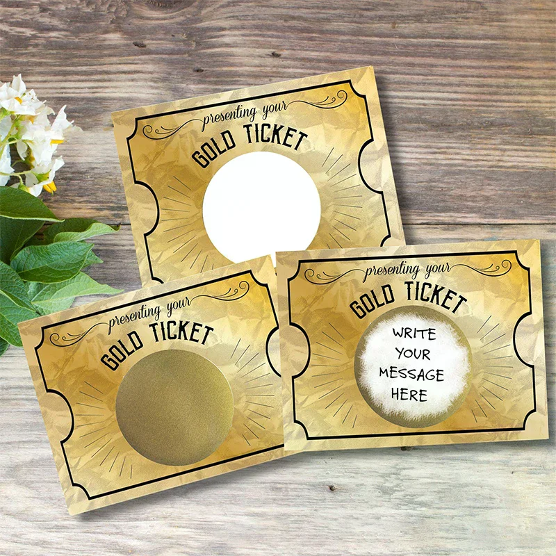 

20Pcs My Offs Gold Ticket DIY Make Your Own Golden Ticket Off Tickets Small Prizes Party Favor Note Cards