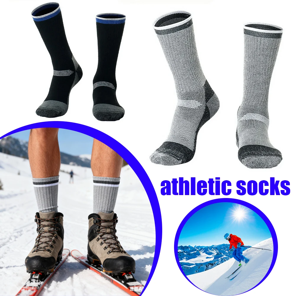 

1 пара шерстяных термоносков унисекс, зимние теплые толстые носки до середины икры, уличные лыжи, пешие прогулки, спортивные термоноски, толстые размеры M, L X