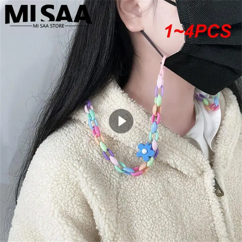 1~4PCS 70cm Fashion Acrylic Face Mask Chain Women Anti Slip Mask Strap Glasses Chains Neck Chain Mask Holder Neck Strap Mask