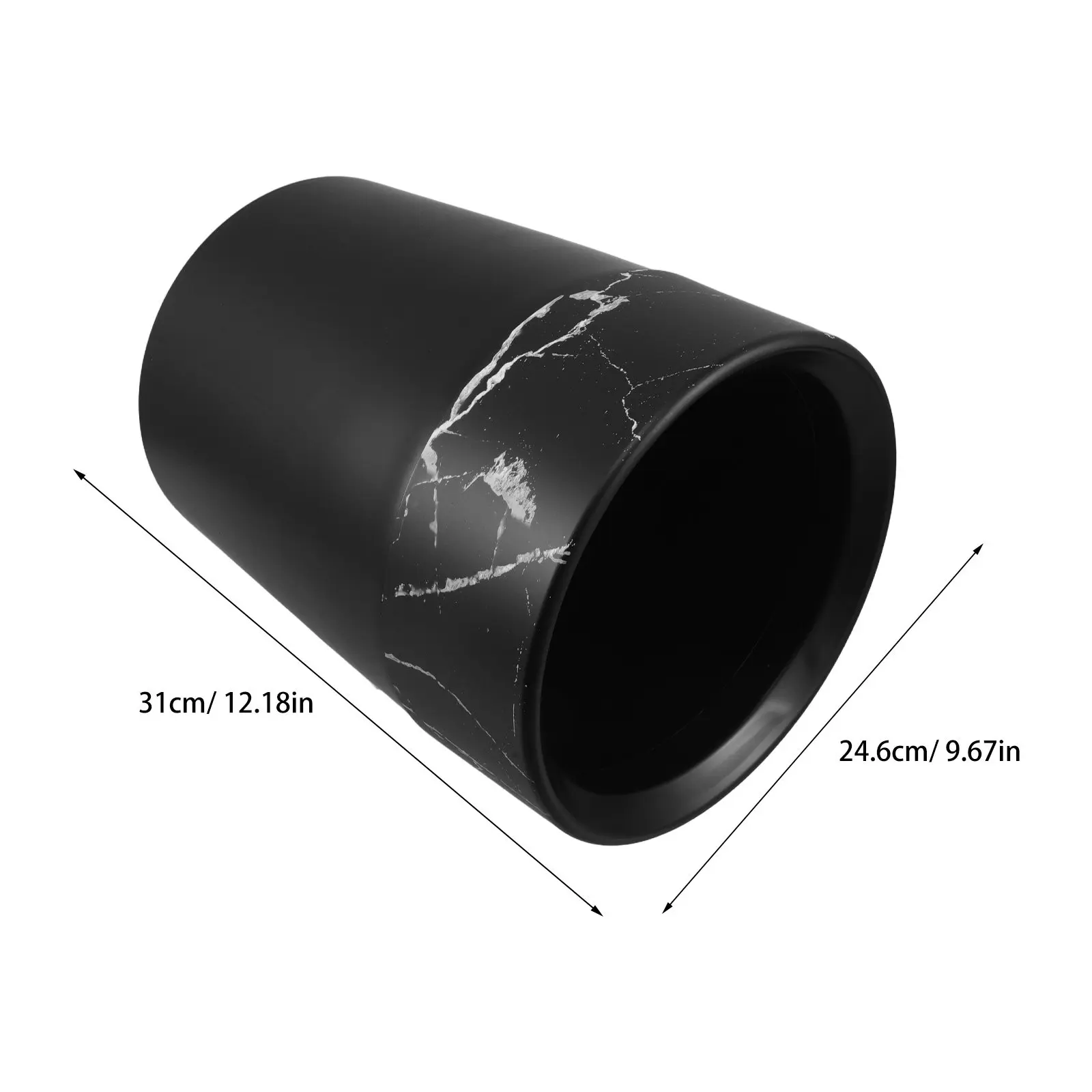 8L Modern Marble Pattern Round Plastic Trash Can for Bathroom Kitchen Living Room Office Bedroom Desk Decorative Waterproof