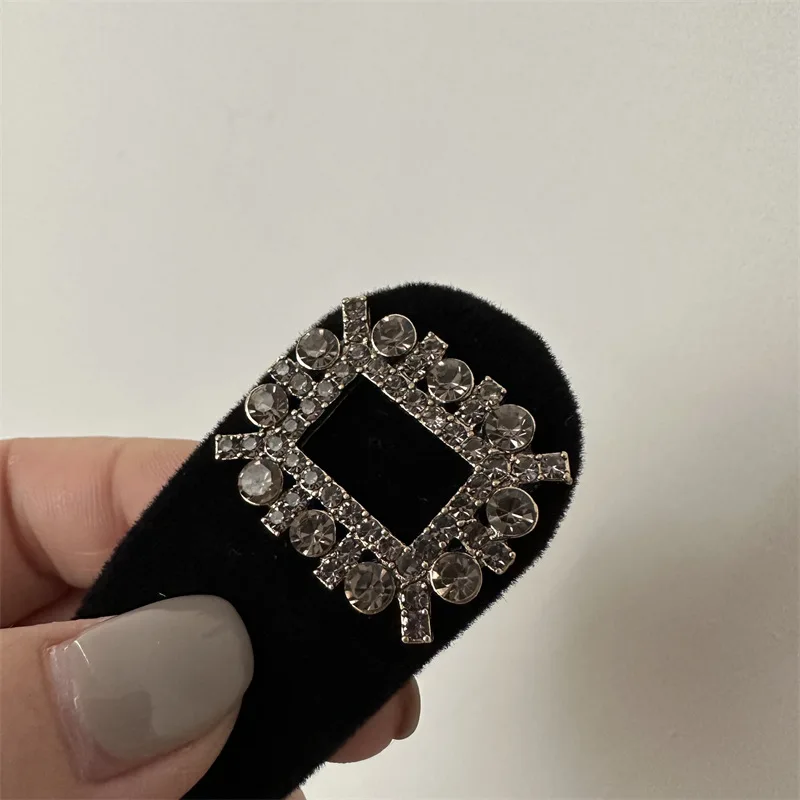 Retro Style Rhinestone Side Hairpin Women\'s High Level Hairpin Forehead Headwear Autumn and Winter Side Duck Mouth Clip bb Clip