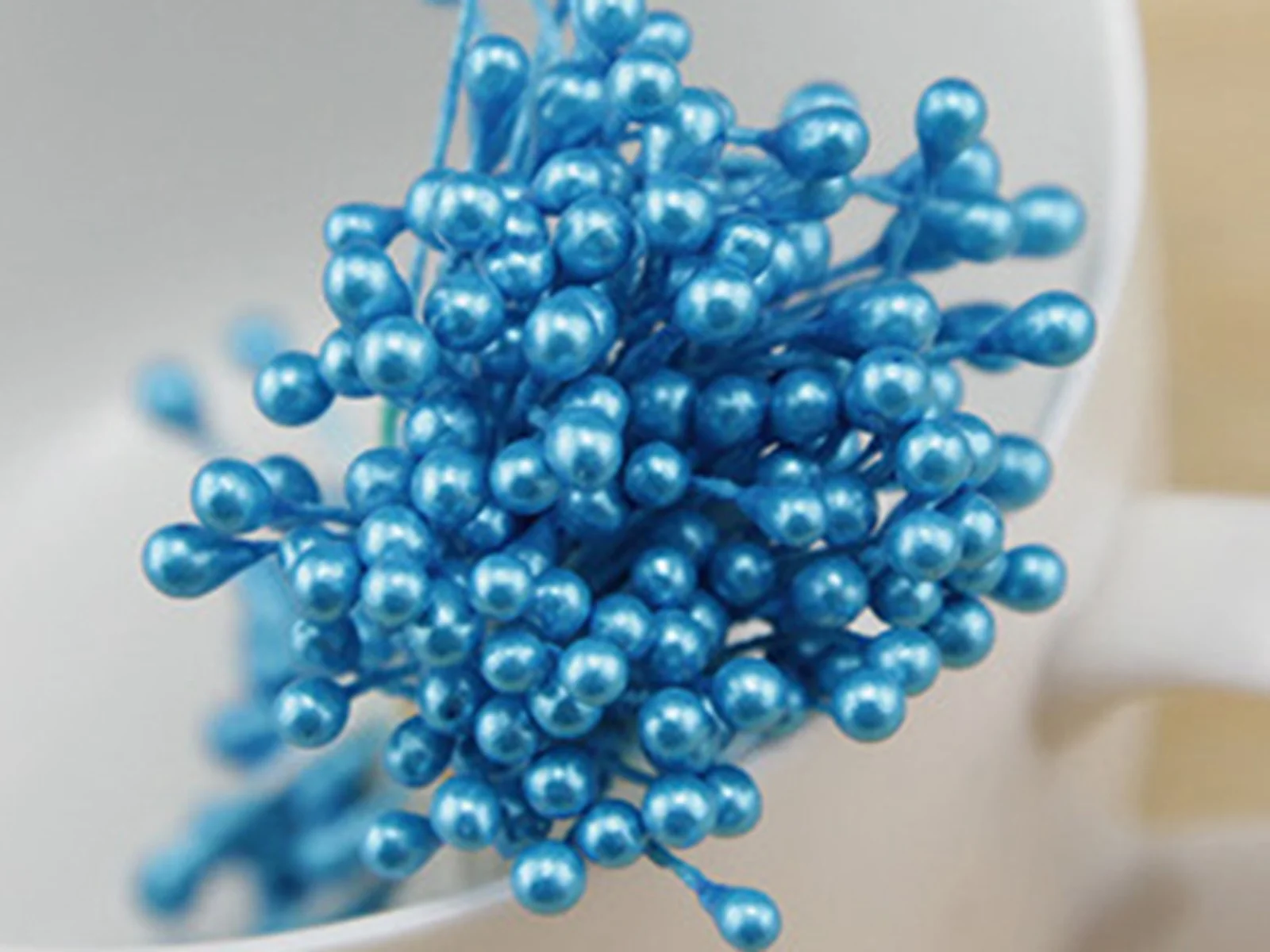 560 Pcs Pearl Effect Artificial Flower Stamen Double Round Heads Cotton String for Wedding Millinery Sugarcraft