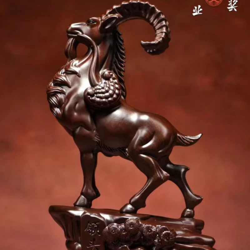 Ebony solid wood leader ornament office store living room twelve zodiac signs Sanyang Kaitai handicrafts gifts