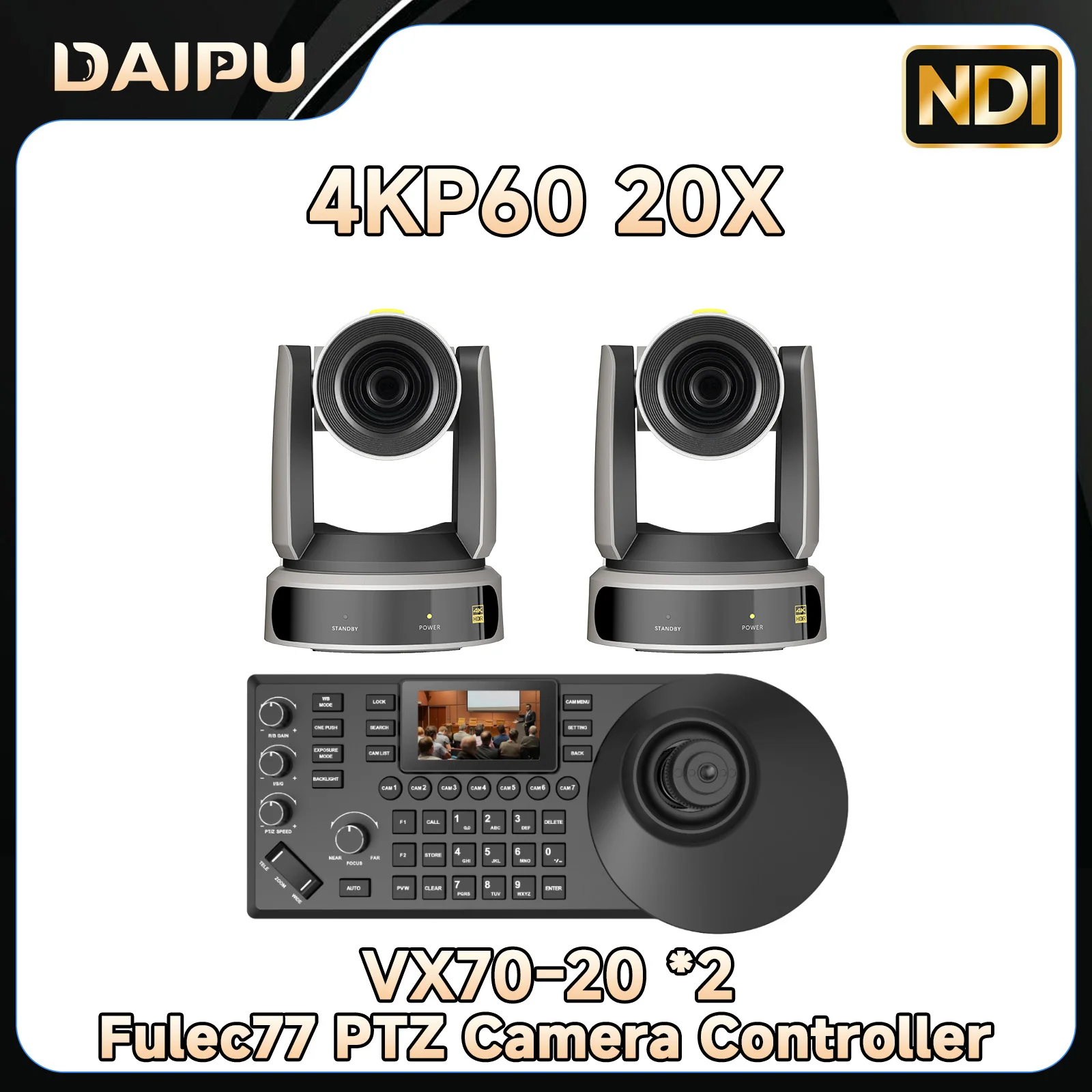 

DAIPU PTZ Camera+ PTZ Camera Controller 20X Optical Zoom HDMI SDI USB LAN POE Conference Room Camera AI Auto Tracking for Church Live Streaming Video Conference Event Education Broadcast With Youtube Facebook Live Zoom