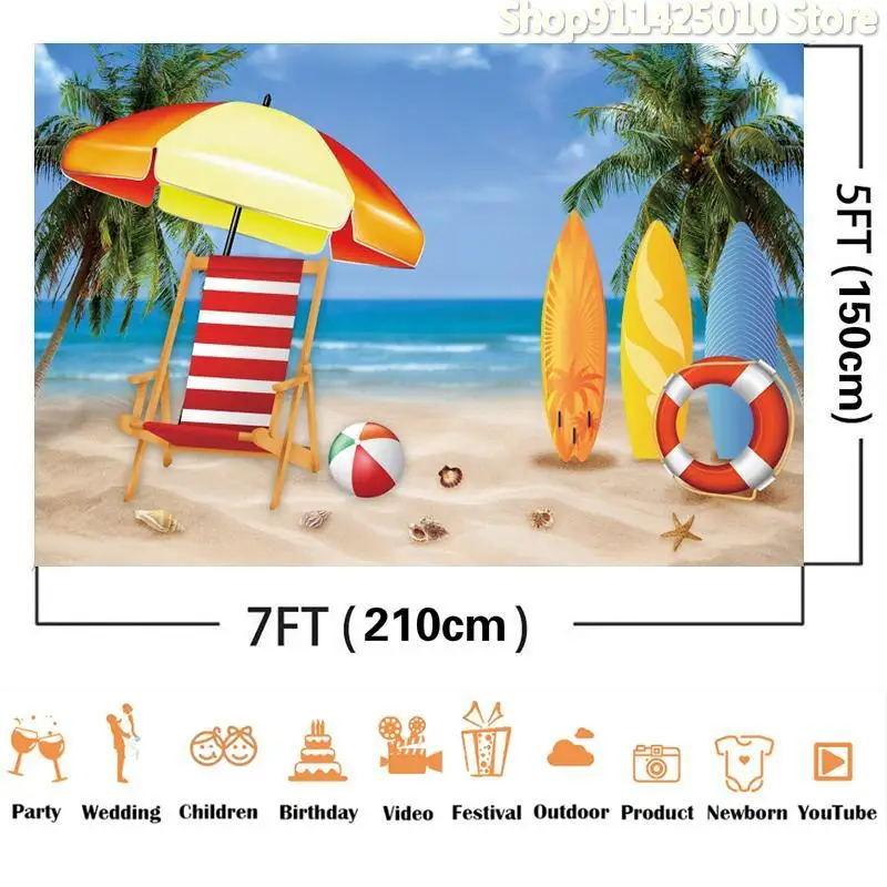 Zomer Zeegezicht Strand Kokospalm Achtergrond Vakantie Feest Decoratie Fotografie Studio 3d Digitale Foto Achtergrond Aangepast