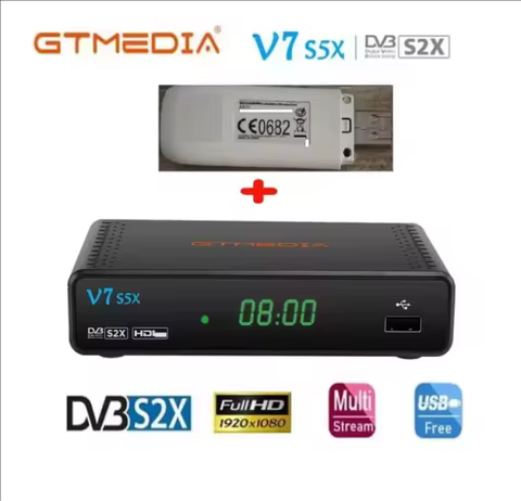 15pcs GTMEDIA V7 S5X optional 3G or WIFI DVB-S2 HD PowerVU satellite receiverDVB-S/S2/S2X AVS+ VCM/ACM vs GTmedia V7 S2X