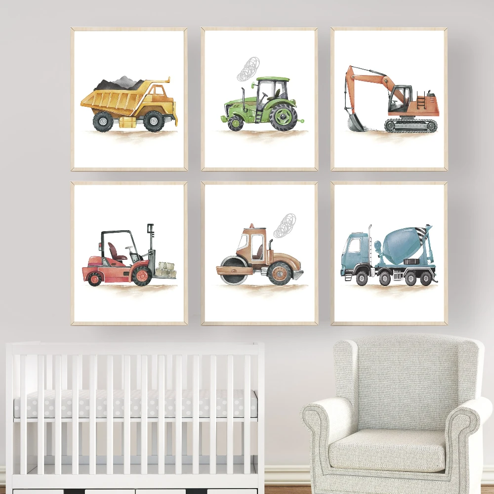 Heavy Equipment Background - İnşaat Aracı Baskılar Tuval Boyama Çocuk