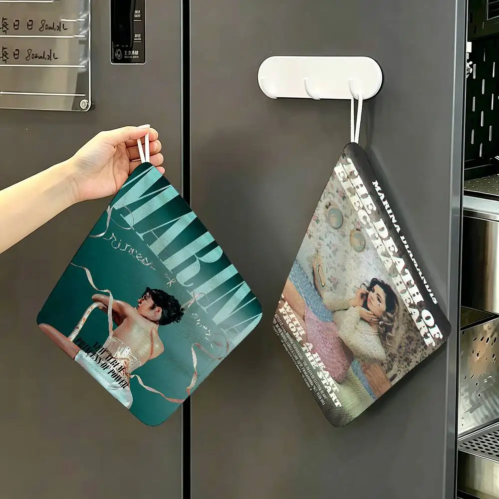 Marina and the diamonds Music Album Polyester Cotton Hanging Kitchen Towel, Skin Friendly Hand Wiping Towel for Hotel Cafe
