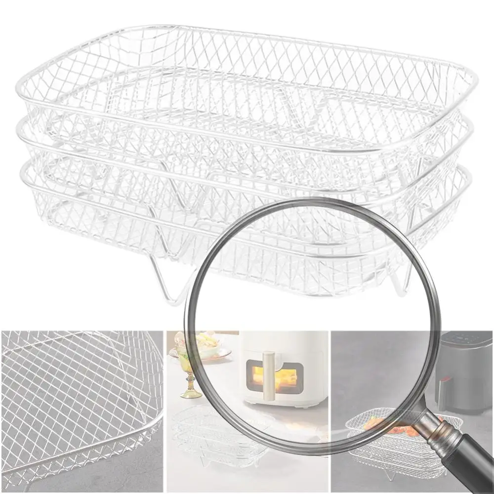 

Стойка для фритюрницы Стойка для гриля Аэрофритюрница из нержавеющей стали Духовка-гриль Пароварка 3-слойная сетчатая корзина для гриля Аксессуары для фритюрницы