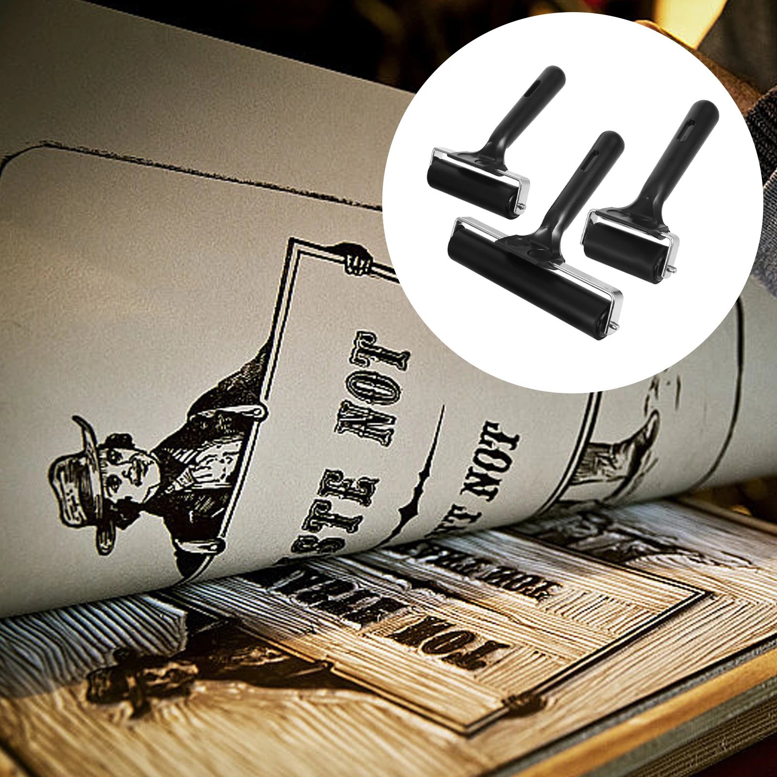 

3Pcs Craft Rubber Rollers 6cm 10cm 15cm Printmaking Ink Paint Glue Rollers Stamping Wallpaper Application Tools