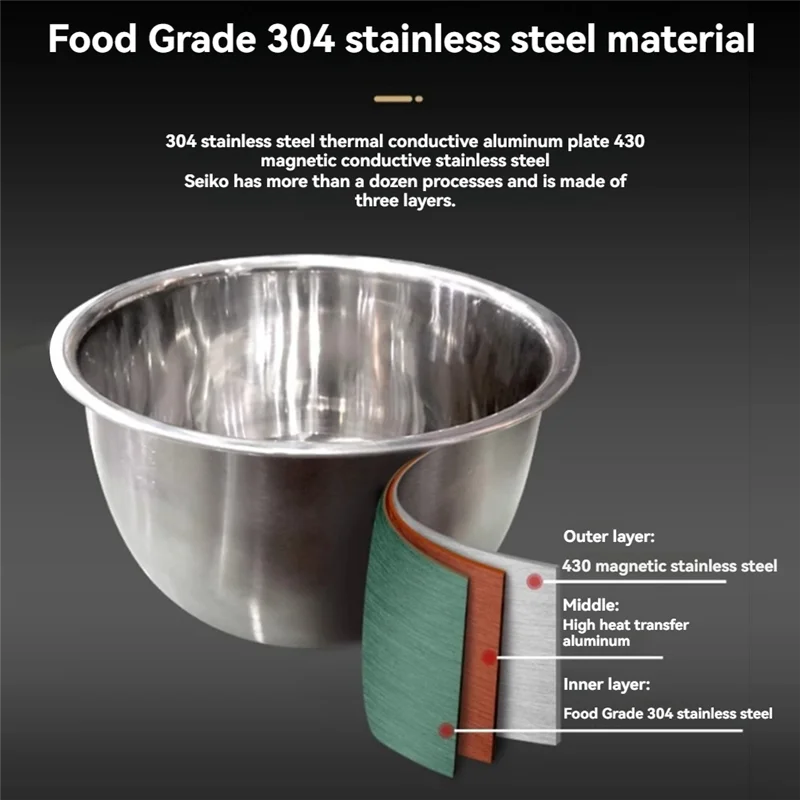 

304 Stainless Steel Rice Cooker Inner Bowl For Zojirushi Np-10C Multi-Cooker Replacement Inner Pot