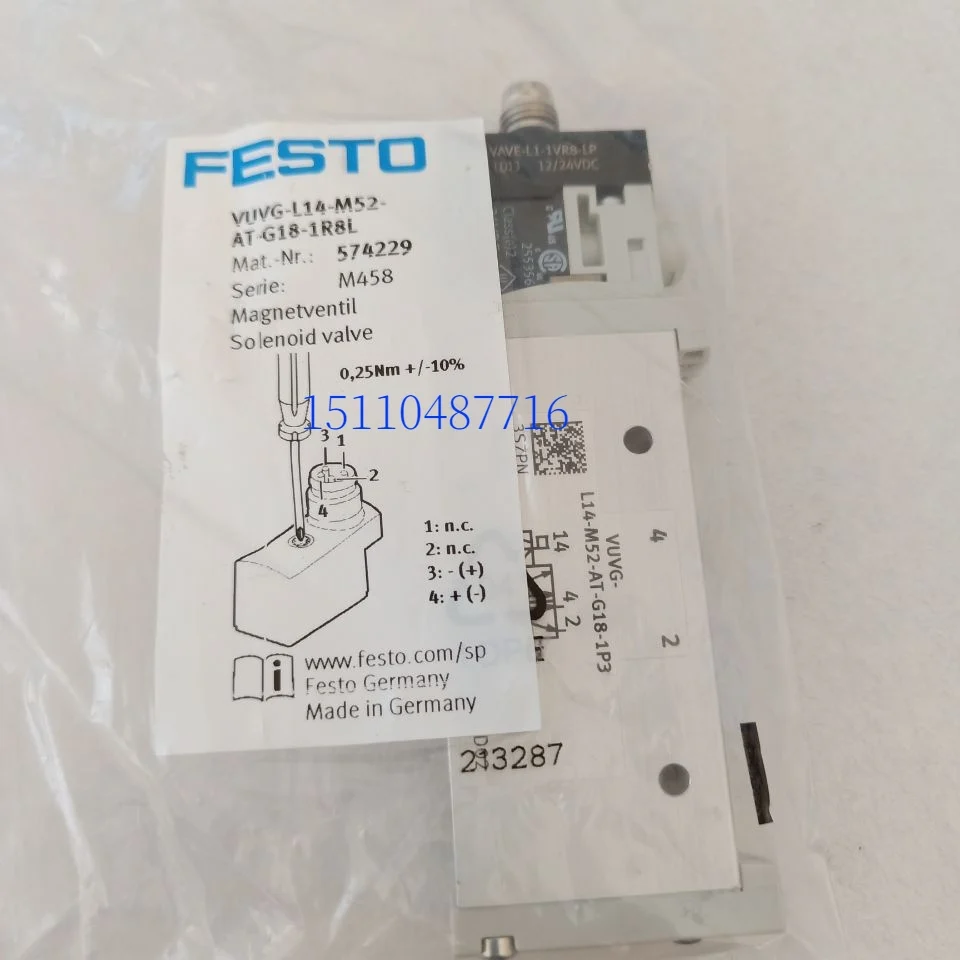 

FESTO VUVG-L14-M52-AT-G18-1R8L Solenoid Valve 574229 Genuine In Stock